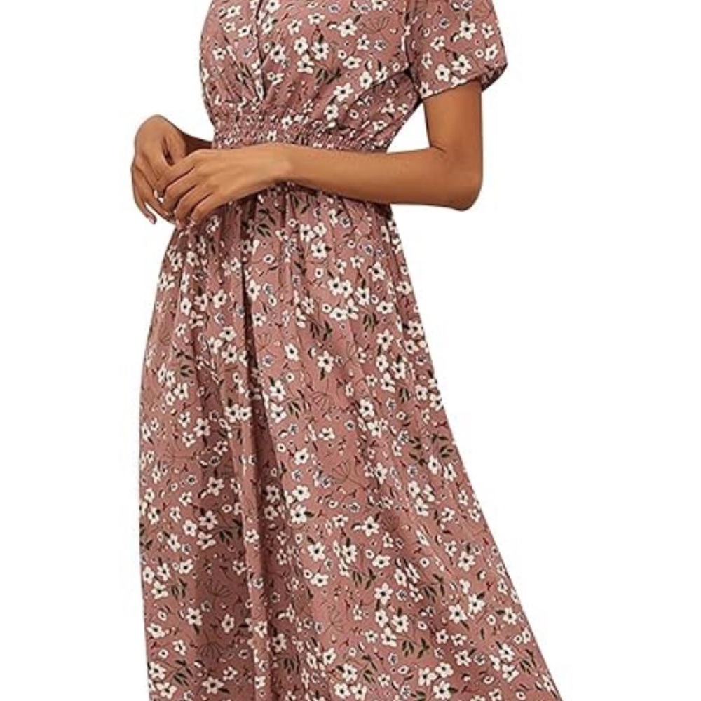 Chic Floral Mauve Maxi Dress